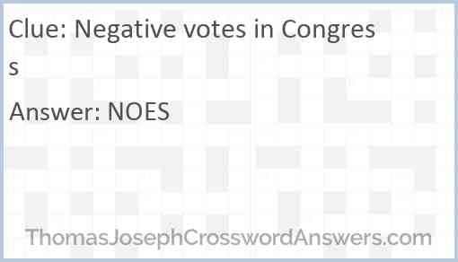 Negative votes in Congress Answer