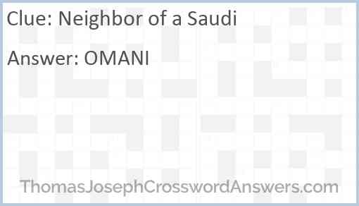 Neighbor of a Saudi Answer