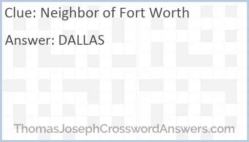 Neighbor of Fort Worth Answer