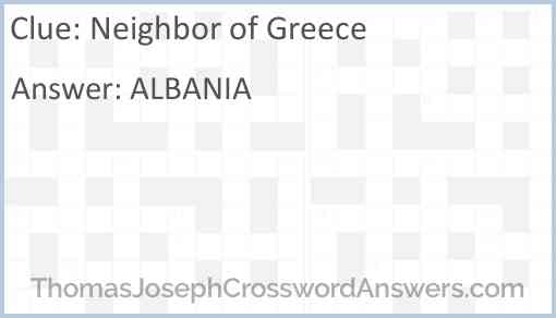 Neighbor of Greece Answer