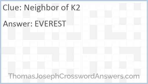 Neighbor of K2 Answer