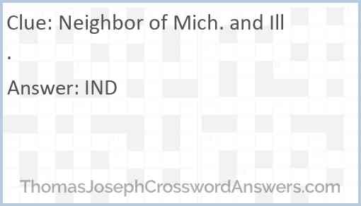 Neighbor of Mich. and Ill. Answer