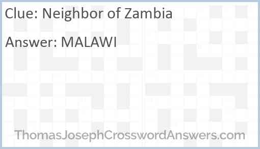 Neighbor of Zambia Answer