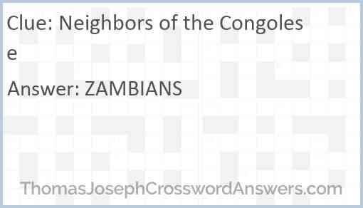 Neighbors of the Congolese Answer