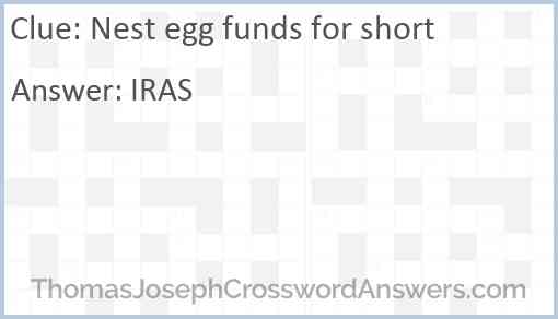 Nest egg funds for short Answer