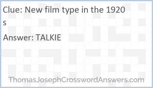 New film type in the 1920s Answer