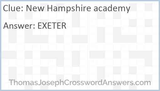 New Hampshire academy Answer