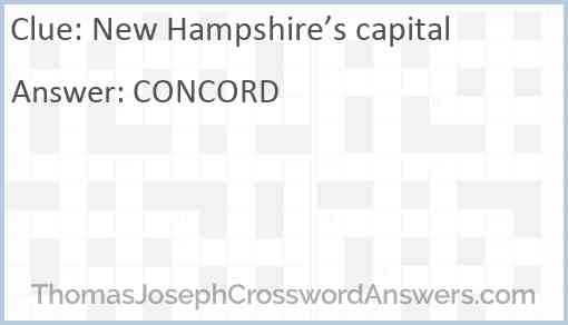 New Hampshire’s capital Answer
