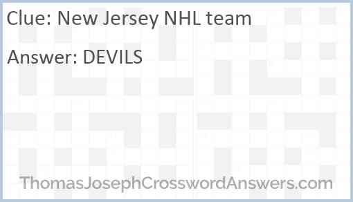 New Jersey NHL team Answer