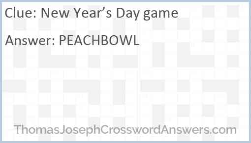 New Year’s Day game Answer