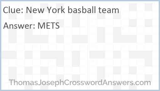 New York basball team Answer
