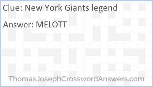 New York Giants legend Answer