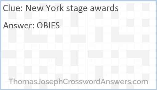 New York stage awards Answer