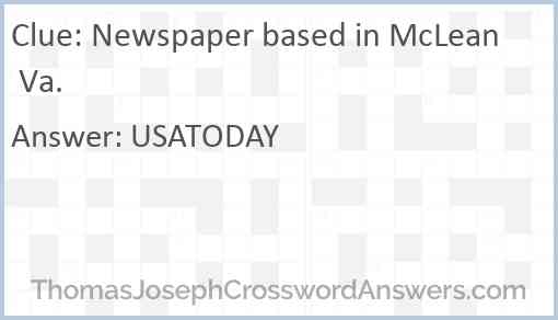 Newspaper based in McLean Va. Answer