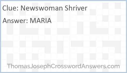 Newswoman Shriver Answer