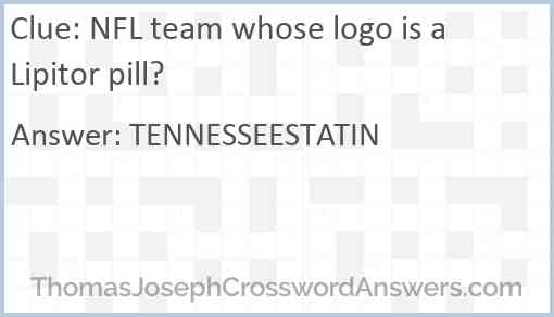 NFL team whose logo is a Lipitor pill? Answer