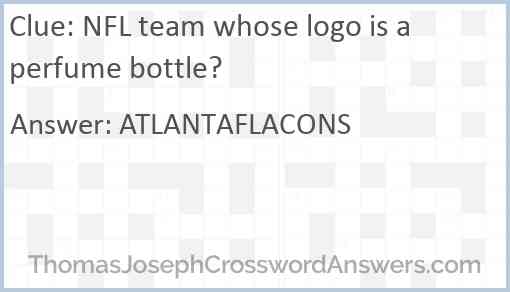 NFL team whose logo is a perfume bottle? Answer