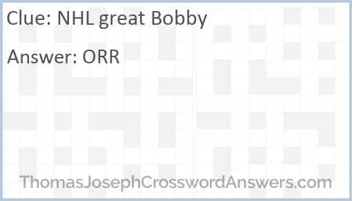 NHL great Bobby Answer