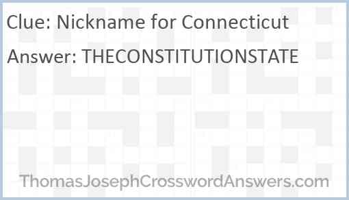 Nickname for Connecticut Answer