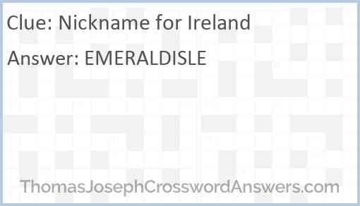 Nickname for Ireland Answer