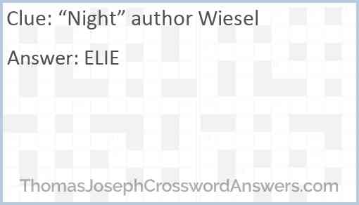 “Night” author Wiesel Answer