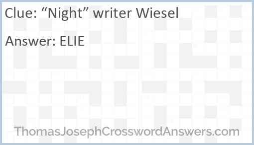 “Night” writer Wiesel Answer