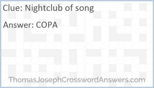 Nightclub of song Answer