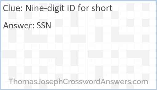 Nine-digit ID for short Answer