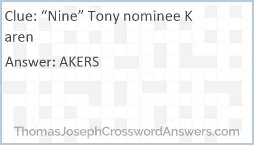 “Nine” Tony nominee Karen Answer