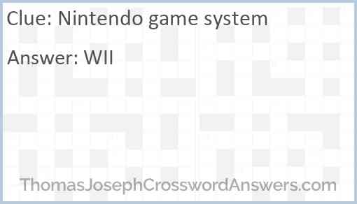 Nintendo game system Answer