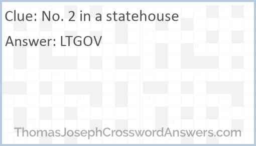 No. 2 in a statehouse Answer