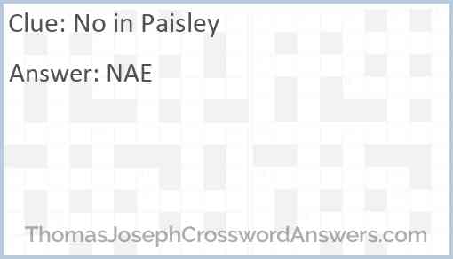 No in Paisley Answer