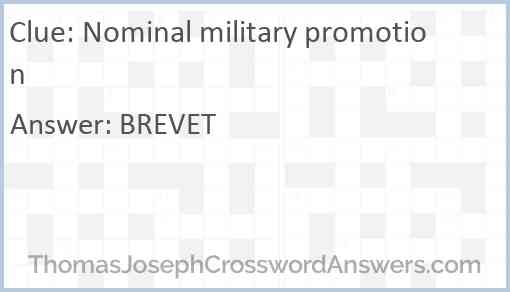 Nominal military promotion Answer