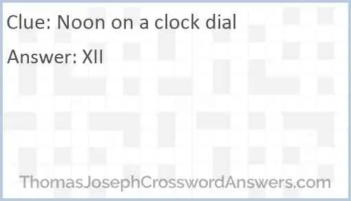 Noon on a clock dial Answer