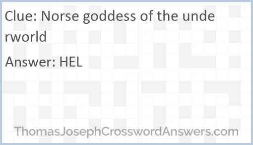 Norse goddess of the underworld Answer