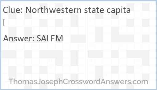 Northwestern state capital Answer