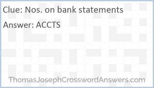 Nos. on bank statements Answer