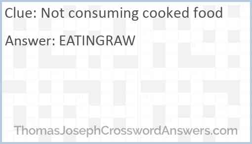 Not consuming cooked food Answer