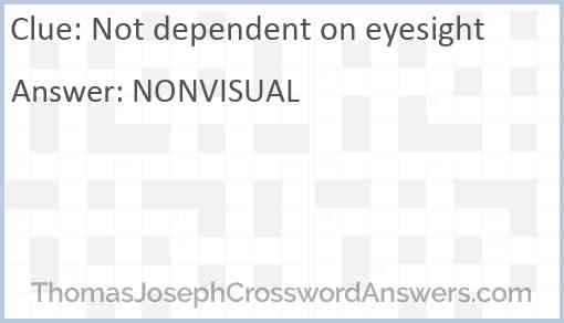 Not dependent on eyesight Answer