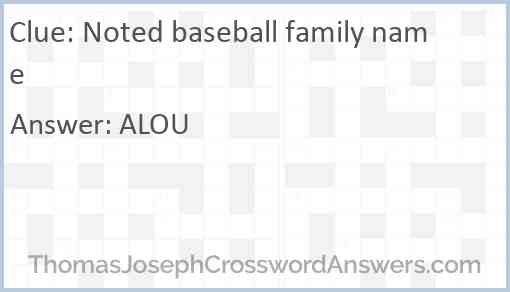 Noted baseball family name Answer