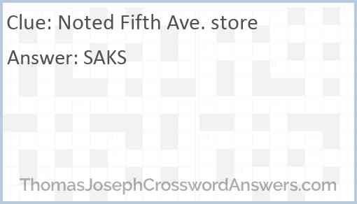 Noted Fifth Ave. store Answer