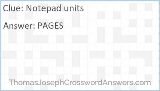 Notepad units Answer