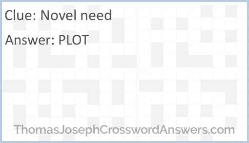 Novel need crossword clue ThomasJosephCrosswordAnswers com