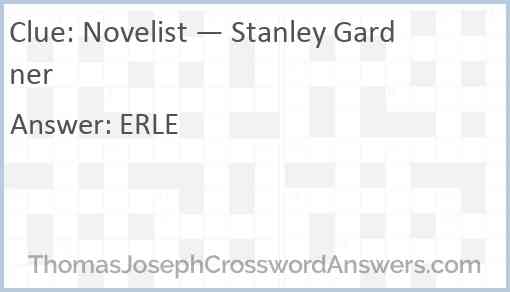 Novelist — Stanley Gardner Answer