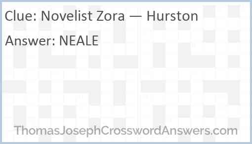 Novelist Zora — Hurston Answer
