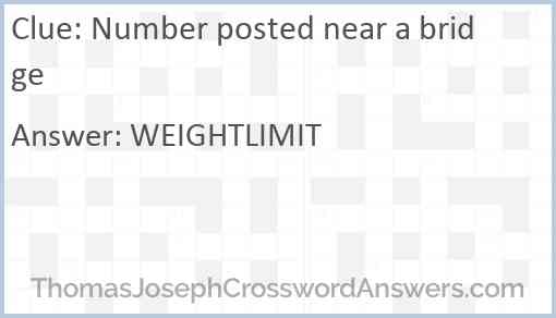 Number posted near a bridge Answer