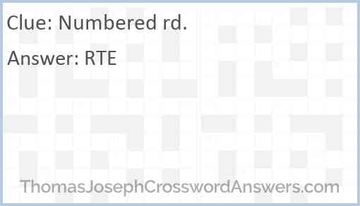 Numbered rd. Answer