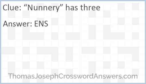“Nunnery” has three Answer