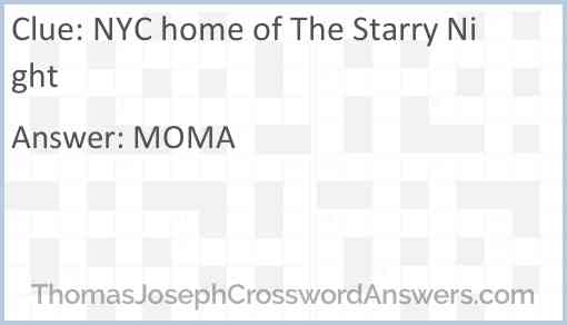 NYC home of The Starry Night Answer