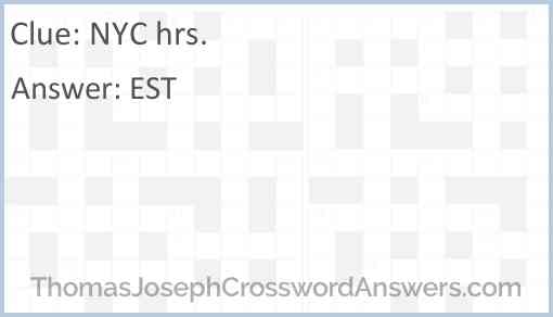 NYC hrs. Answer